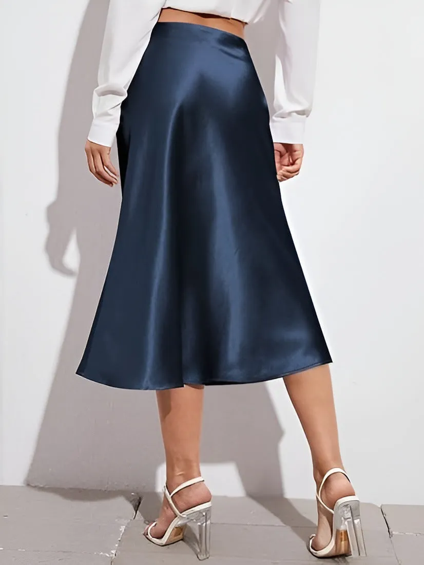 Minimalist Satin Midi Skirt