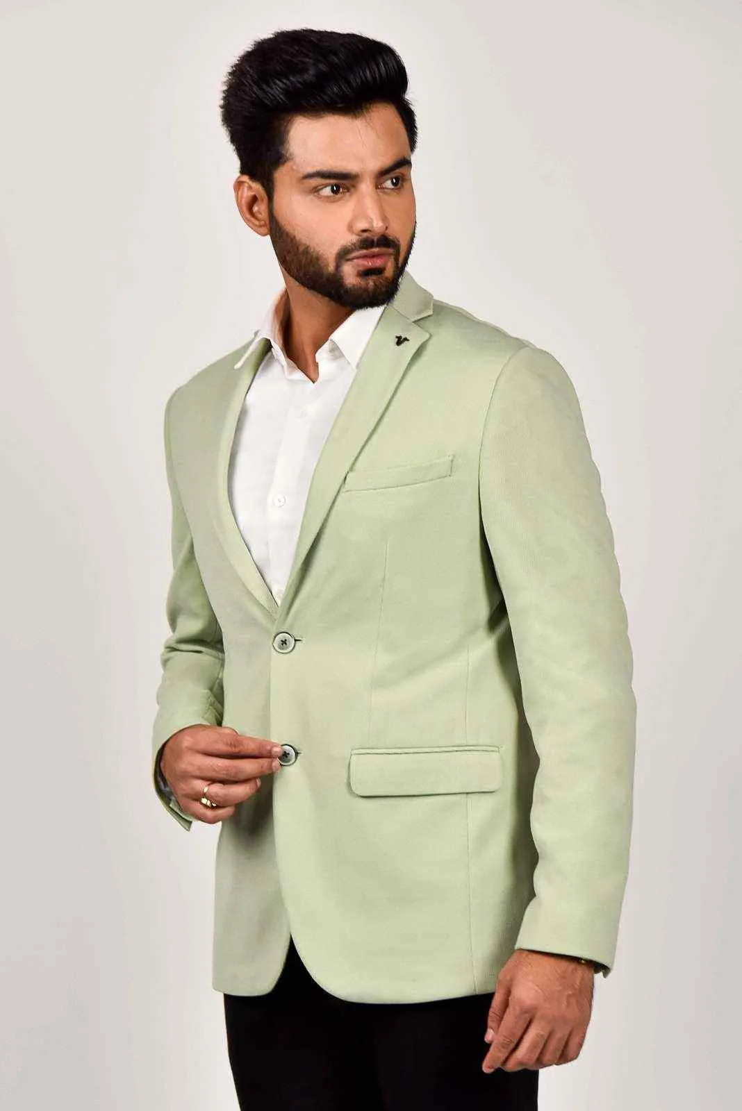 Mint Knitted Stretchable Blazer