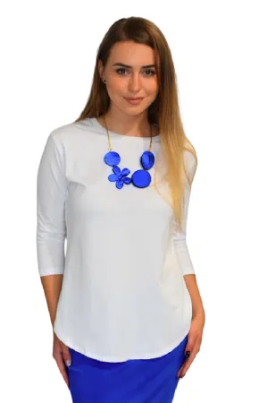 Modest Cotton Tunic with Three-Quarter Sleeves and Extended Back Coverage