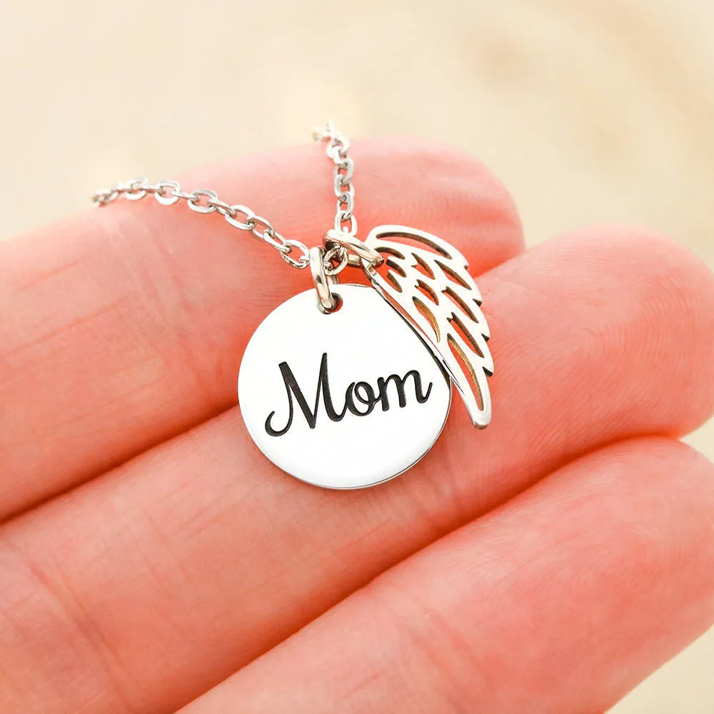 Mom Remembrance, If I listen closely-Angel Wing Necklace