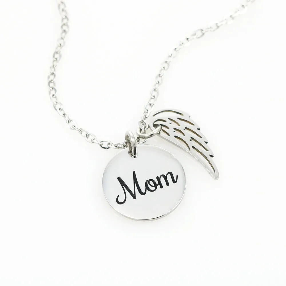 Mom Remembrance, If I listen closely-Angel Wing Necklace
