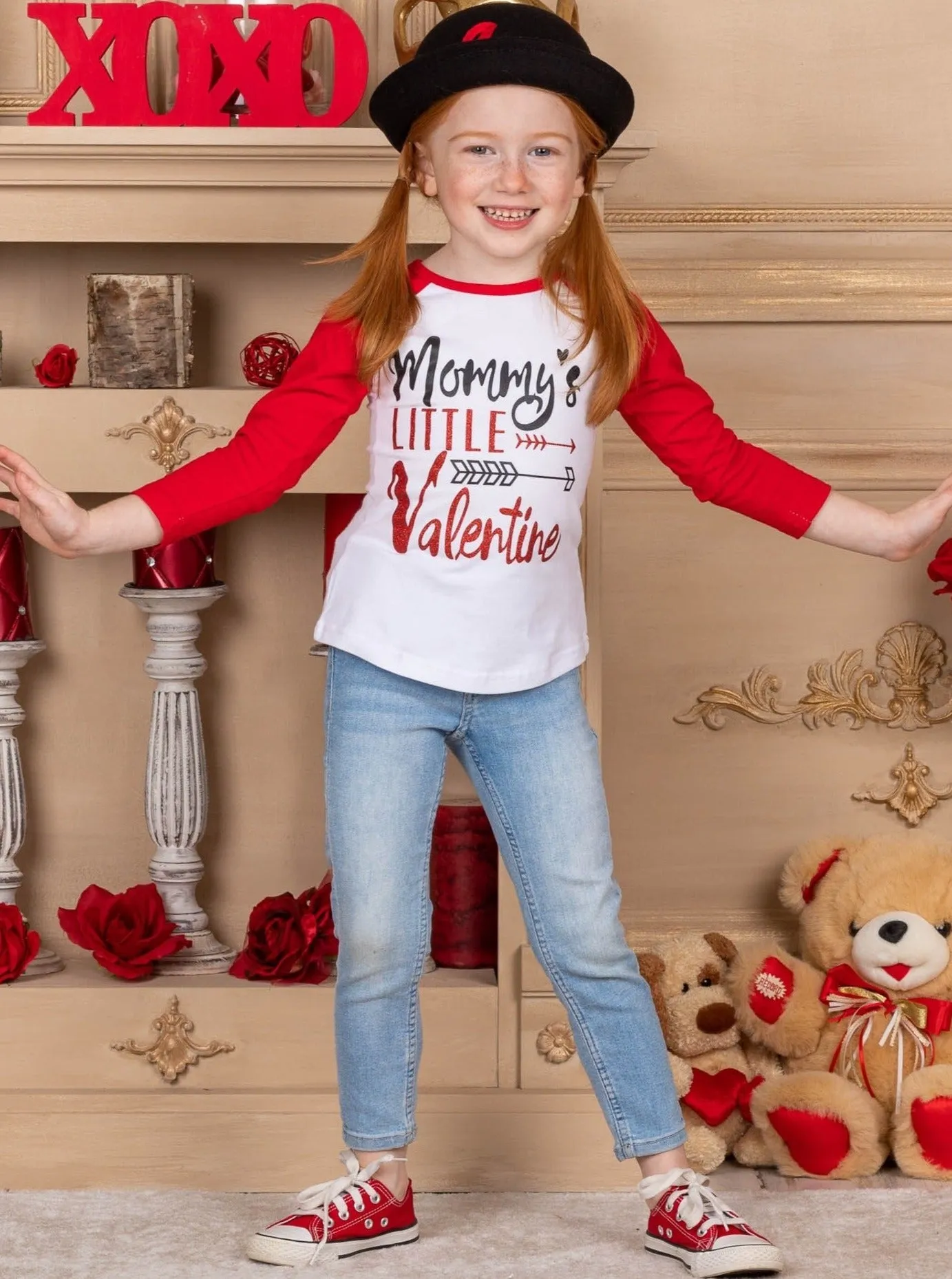 Mommy's Little Valentine Raglan Sleeve Top