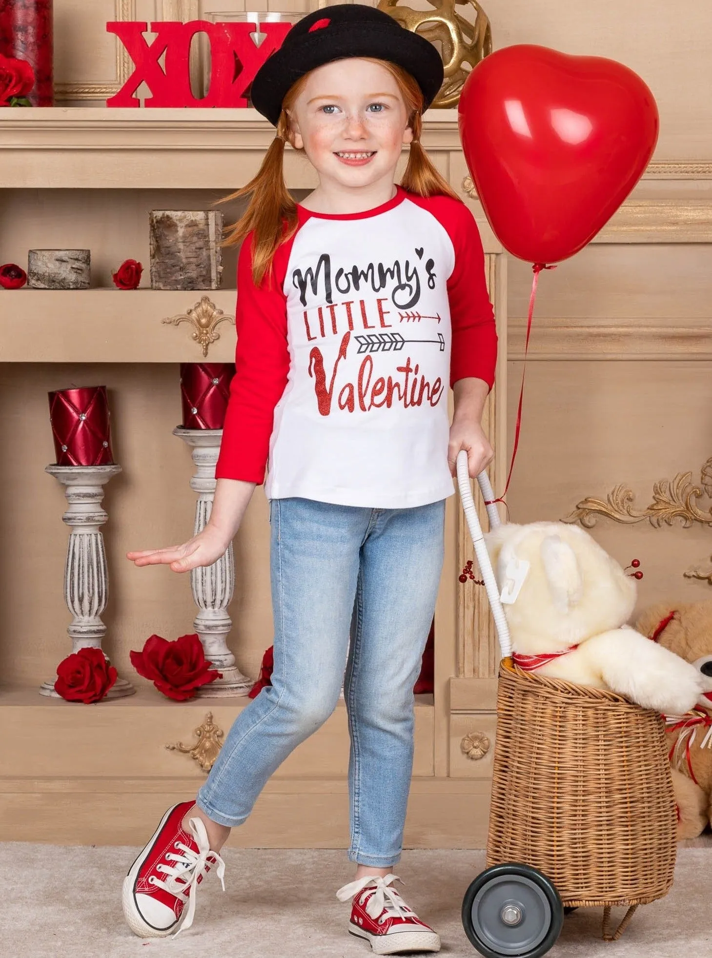 Mommy's Little Valentine Raglan Sleeve Top