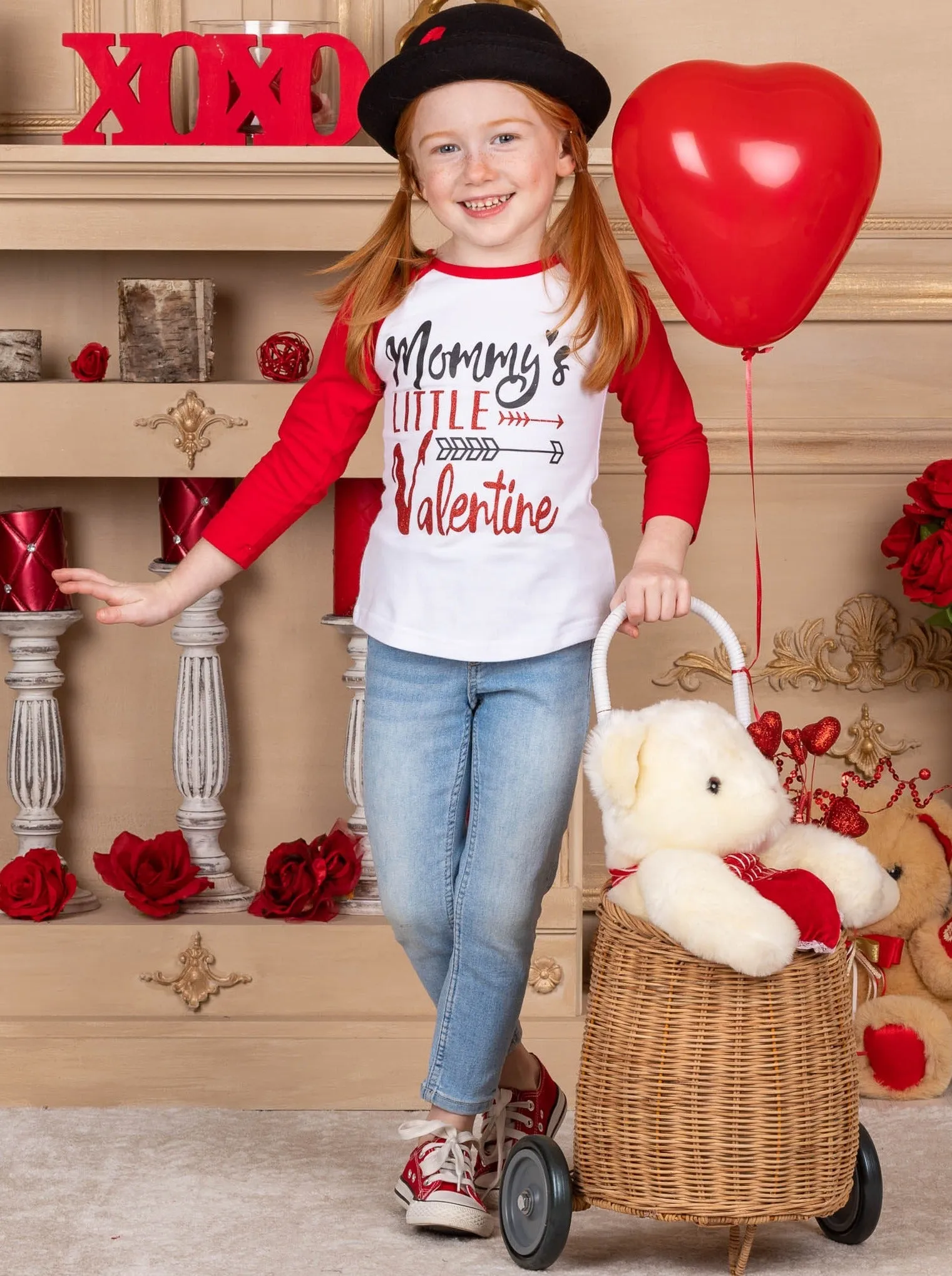 Mommy's Little Valentine Raglan Sleeve Top