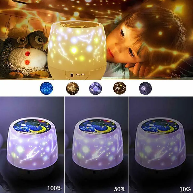 Multifunktionale LED-Nachtlicht-Sternprojektorlampe, 5 Filmsets