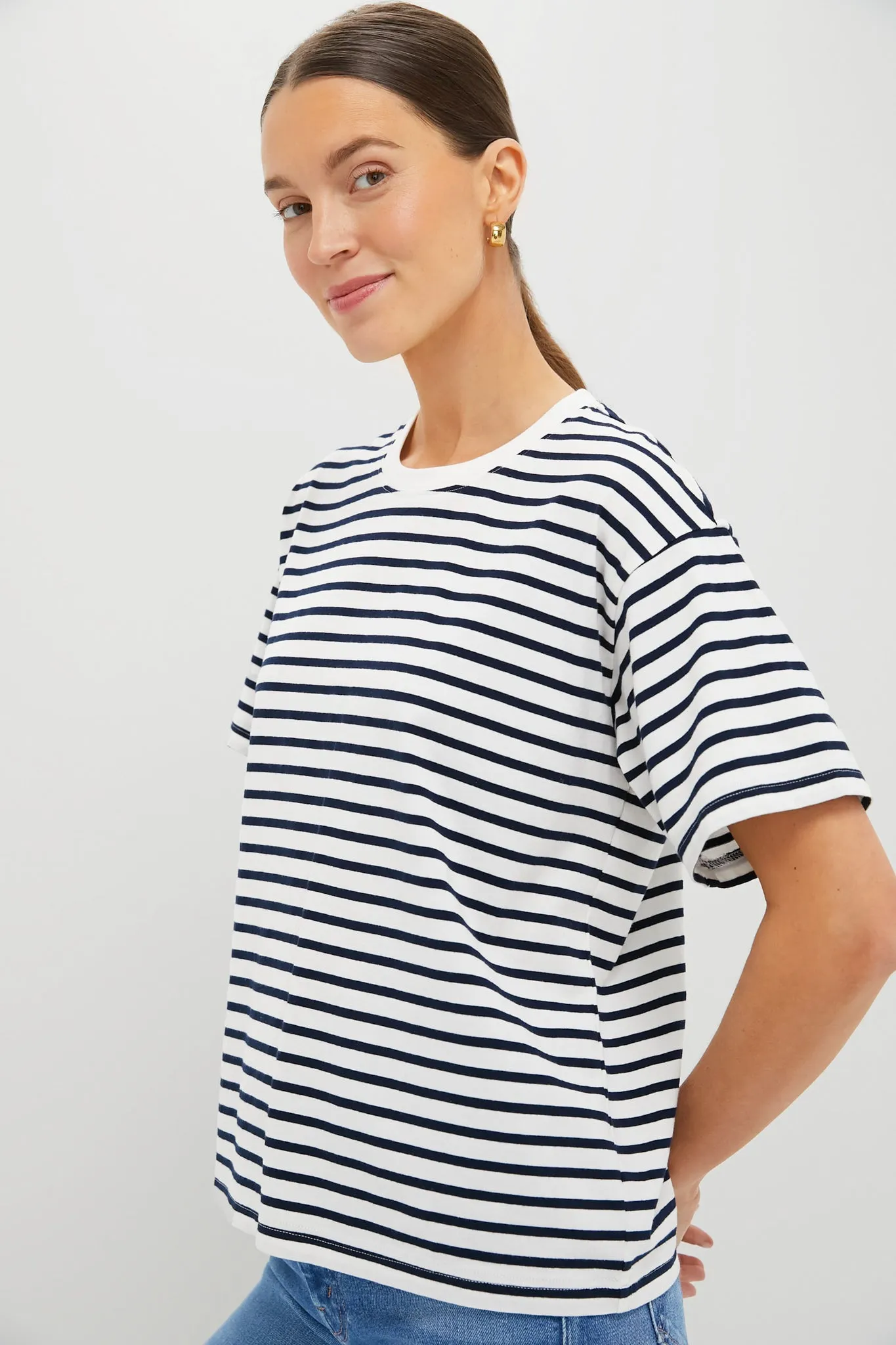 Navy and White Stripe Kaitlin Tee
