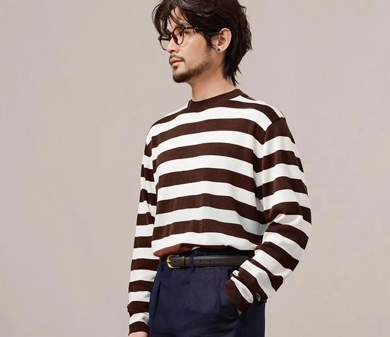 Navy Breton Striped Crewneck Sweater