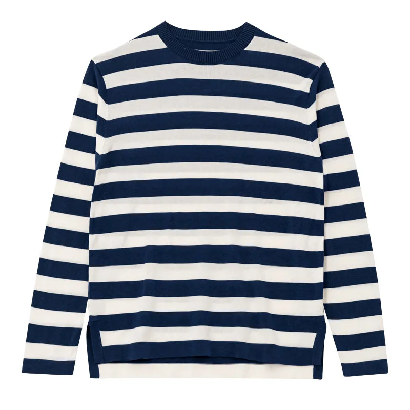 Navy Breton Striped Crewneck Sweater
