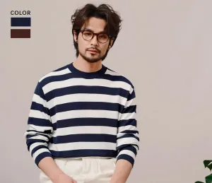 Navy Breton Striped Crewneck Sweater