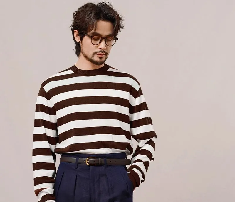 Navy Breton Striped Crewneck Sweater
