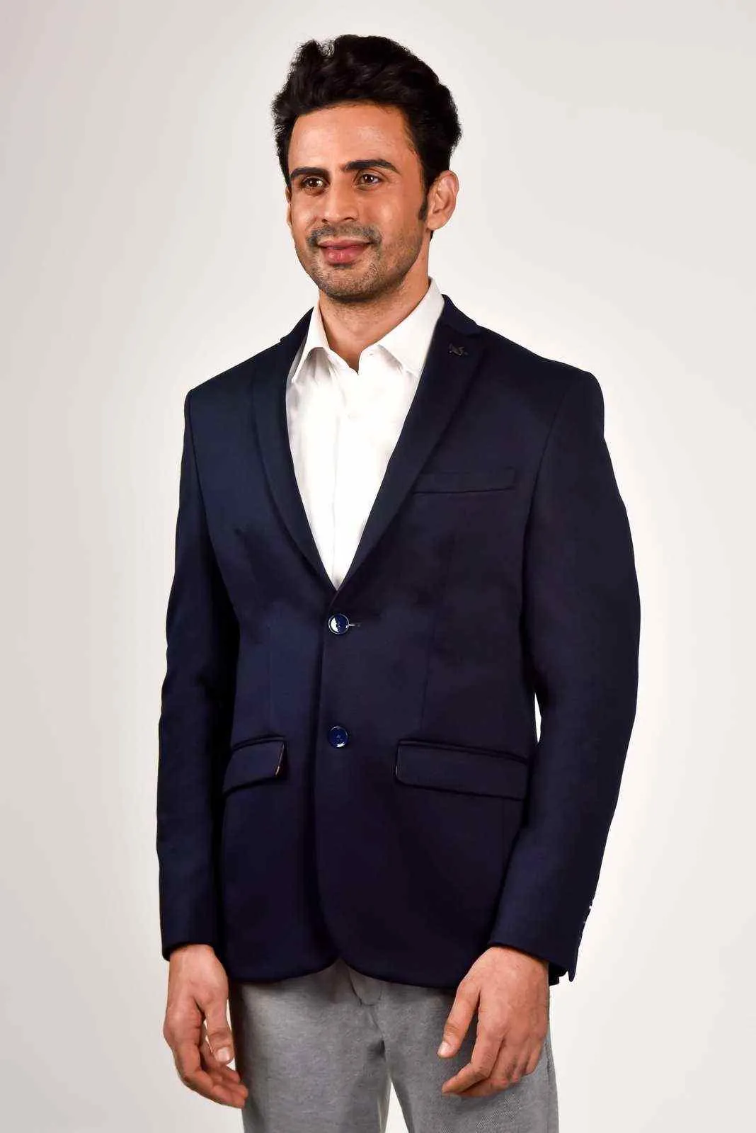 Navy Knitted Blazer for Leisure