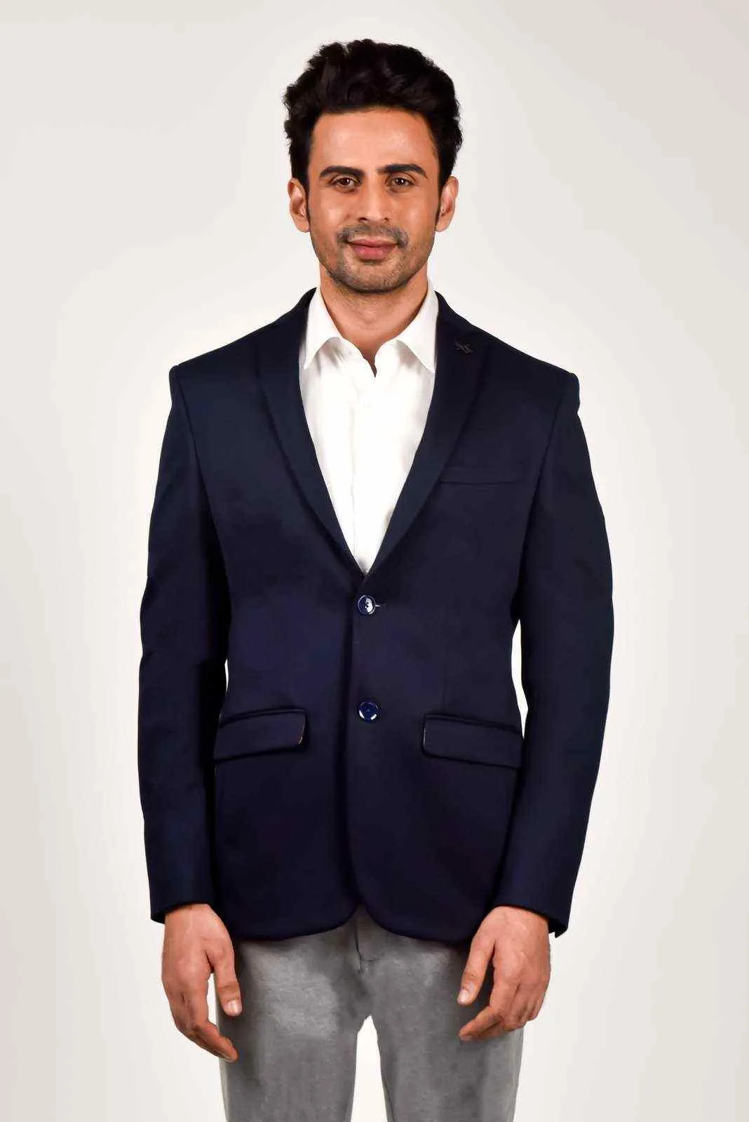 Navy Knitted Blazer for Leisure