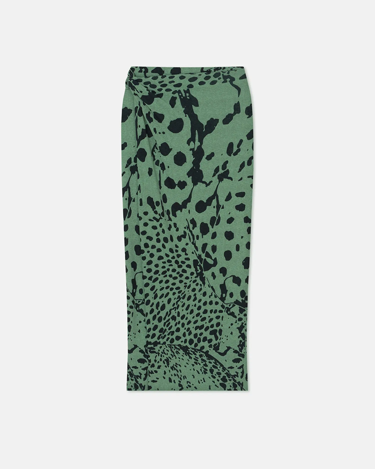Nesse - Draped Mesh Jersey Skirt - Cheetah Green