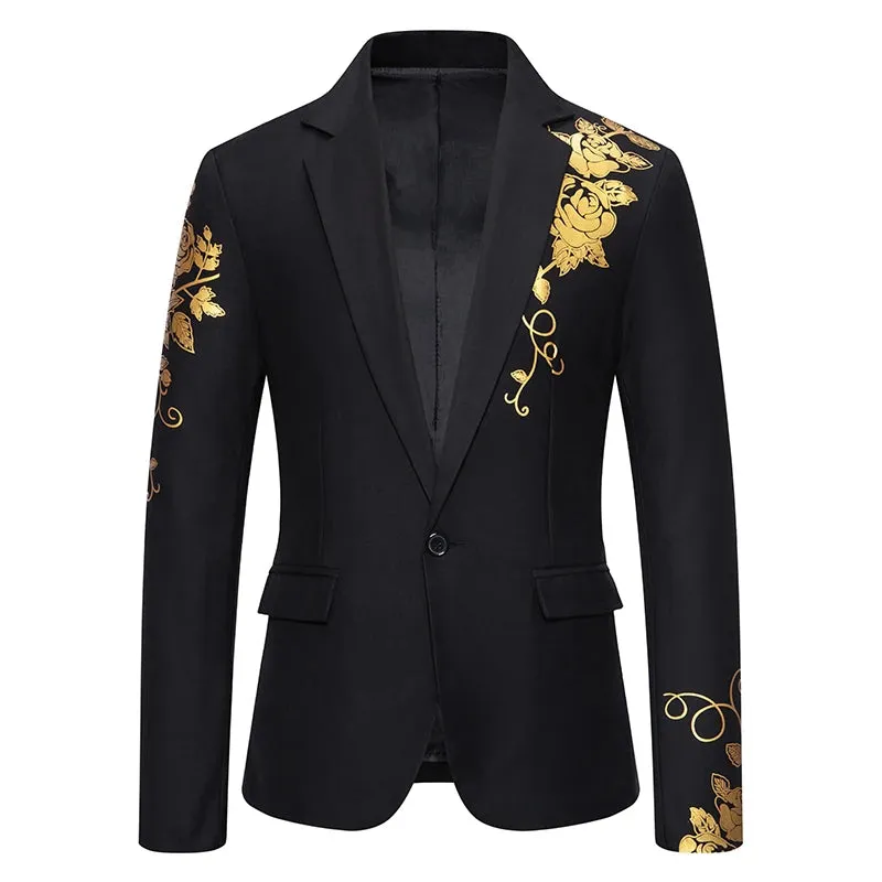 New Fashion Paisley Hot Stamping Print Mens Suit Coat Casual Business Wedding Slim Fit Suit Single Buckle Suit Party Coat Office