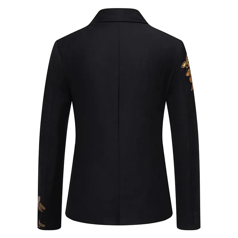 New Fashion Paisley Hot Stamping Print Mens Suit Coat Casual Business Wedding Slim Fit Suit Single Buckle Suit Party Coat Office