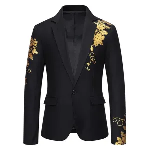 New Fashion Paisley Hot Stamping Print Mens Suit Coat Casual Business Wedding Slim Fit Suit Single Buckle Suit Party Coat Office