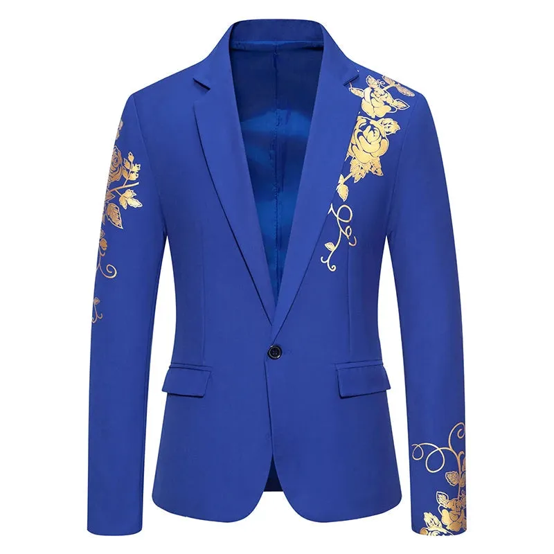 New Fashion Paisley Hot Stamping Print Mens Suit Coat Casual Business Wedding Slim Fit Suit Single Buckle Suit Party Coat Office