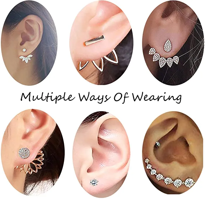 New Milacolato 5 pairs Hollow Lotus Flower Ear Jackets For Women Girls Ear Stud Simple Chic Earrings