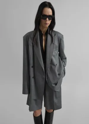 Newark Double Breasted Blazer - Grey Melange