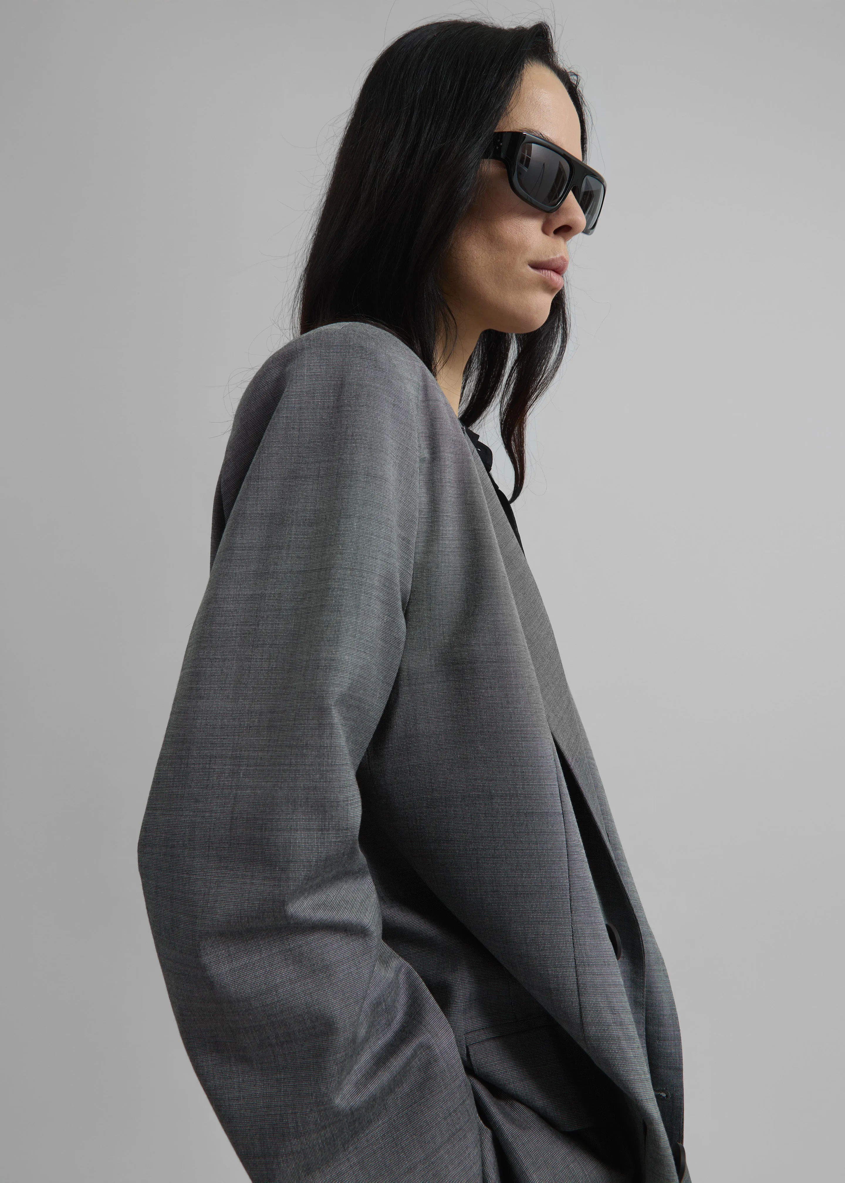 Newark Double Breasted Blazer - Grey Melange