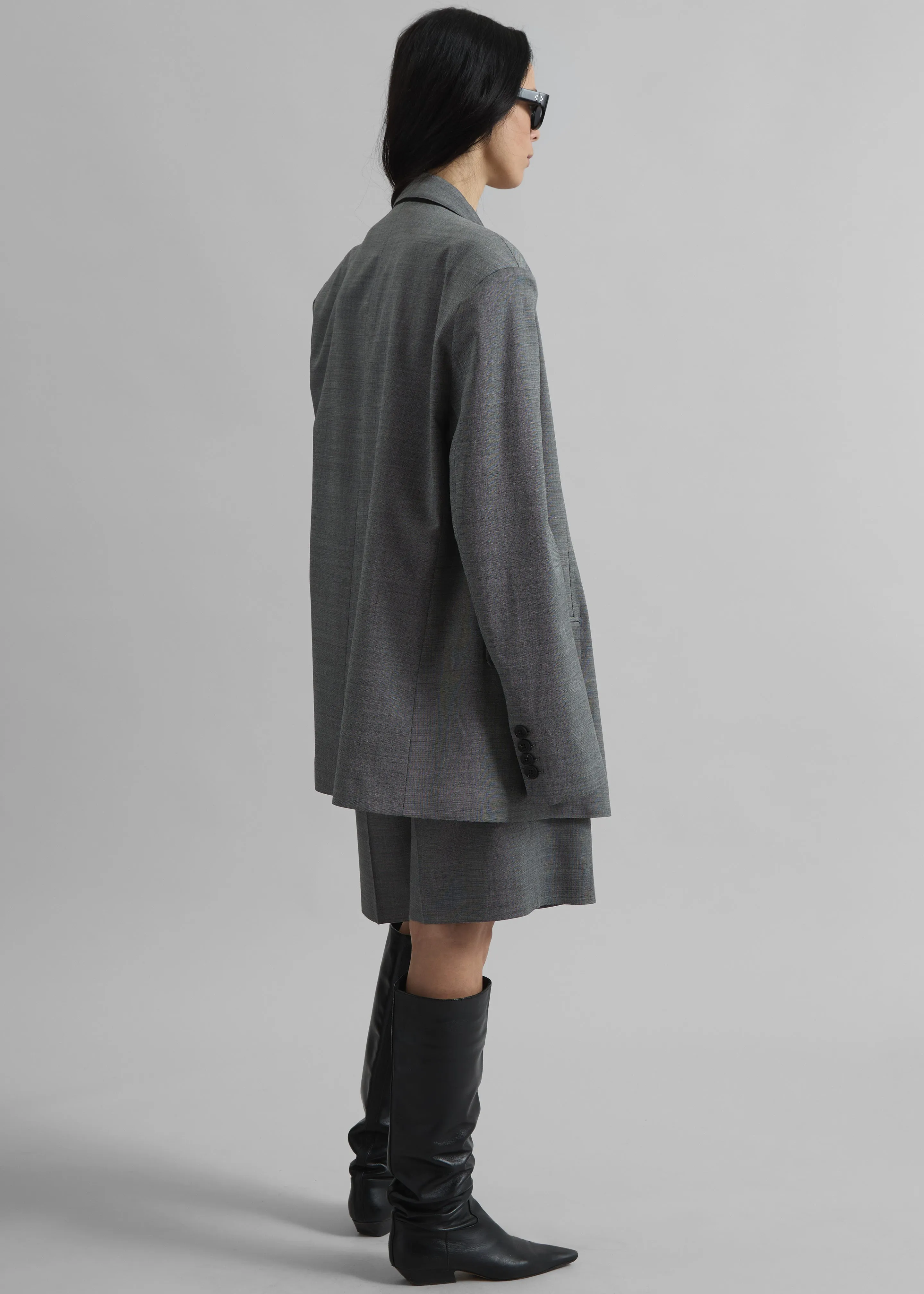 Newark Double Breasted Blazer - Grey Melange