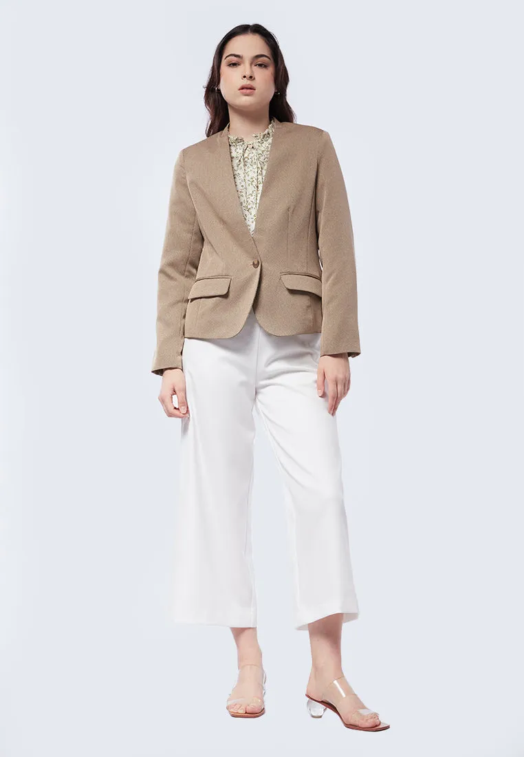 Non Lapel Basic Fitted Blazer