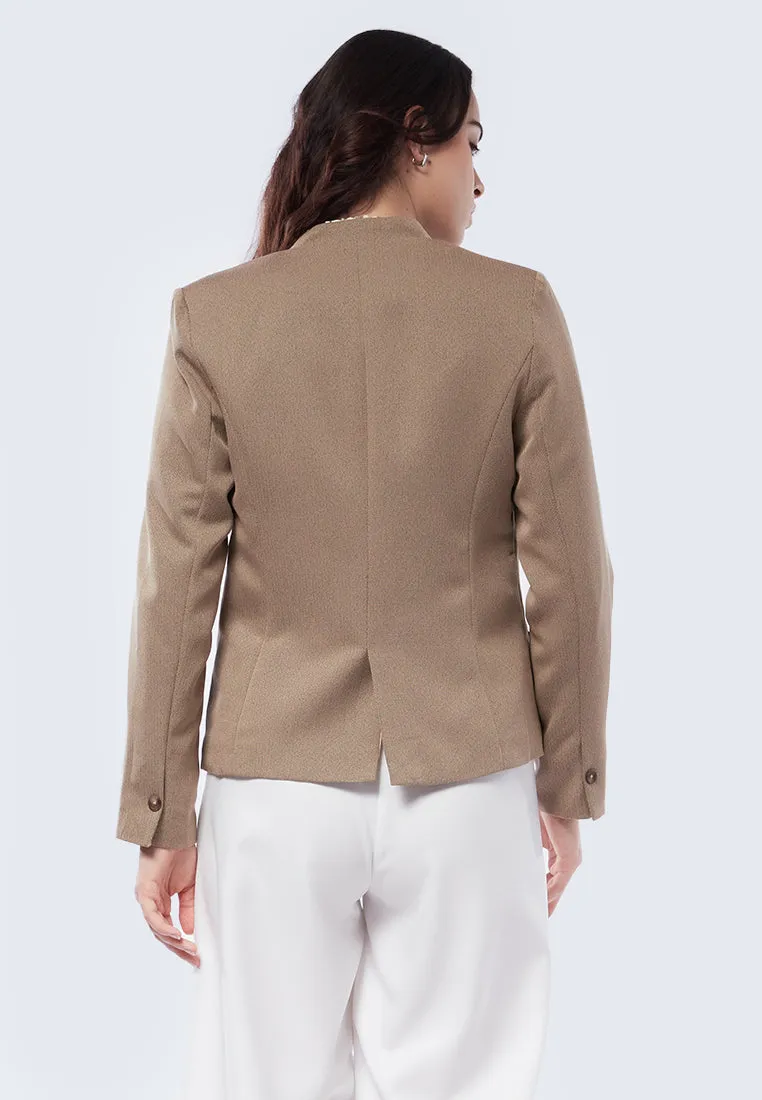 Non Lapel Basic Fitted Blazer