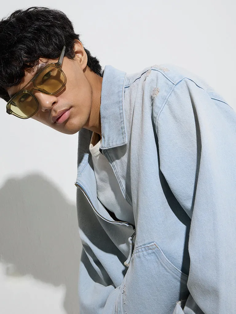 Nuon Blue Washed Relaxed-Fit Denim Jacket