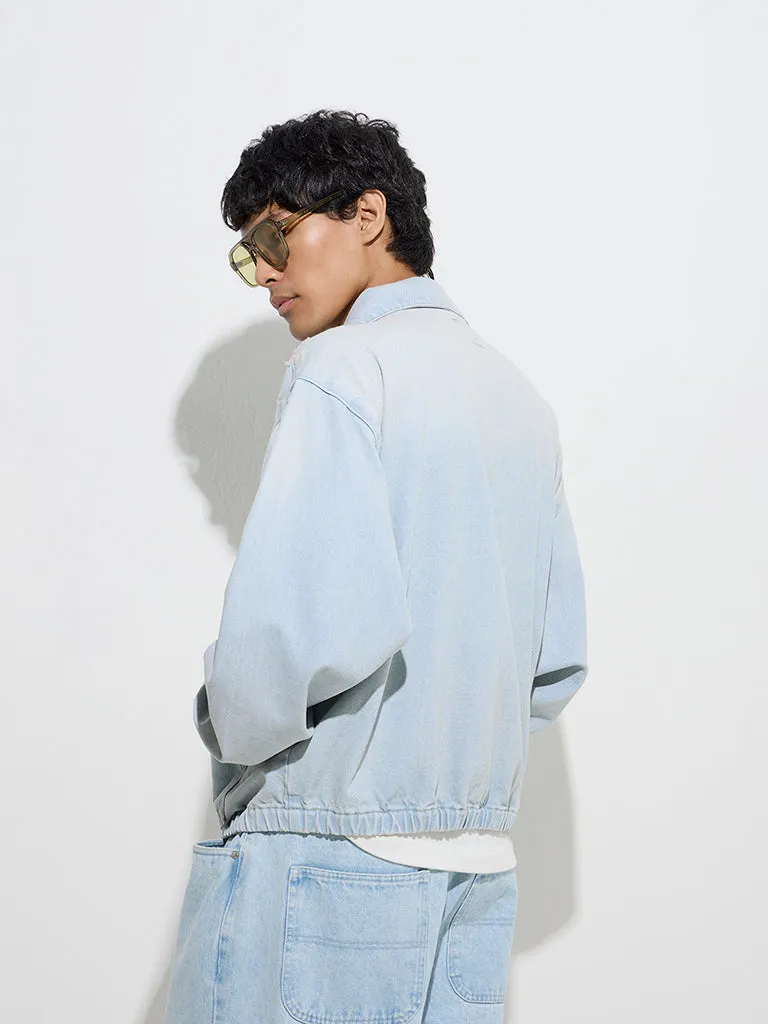Nuon Blue Washed Relaxed-Fit Denim Jacket