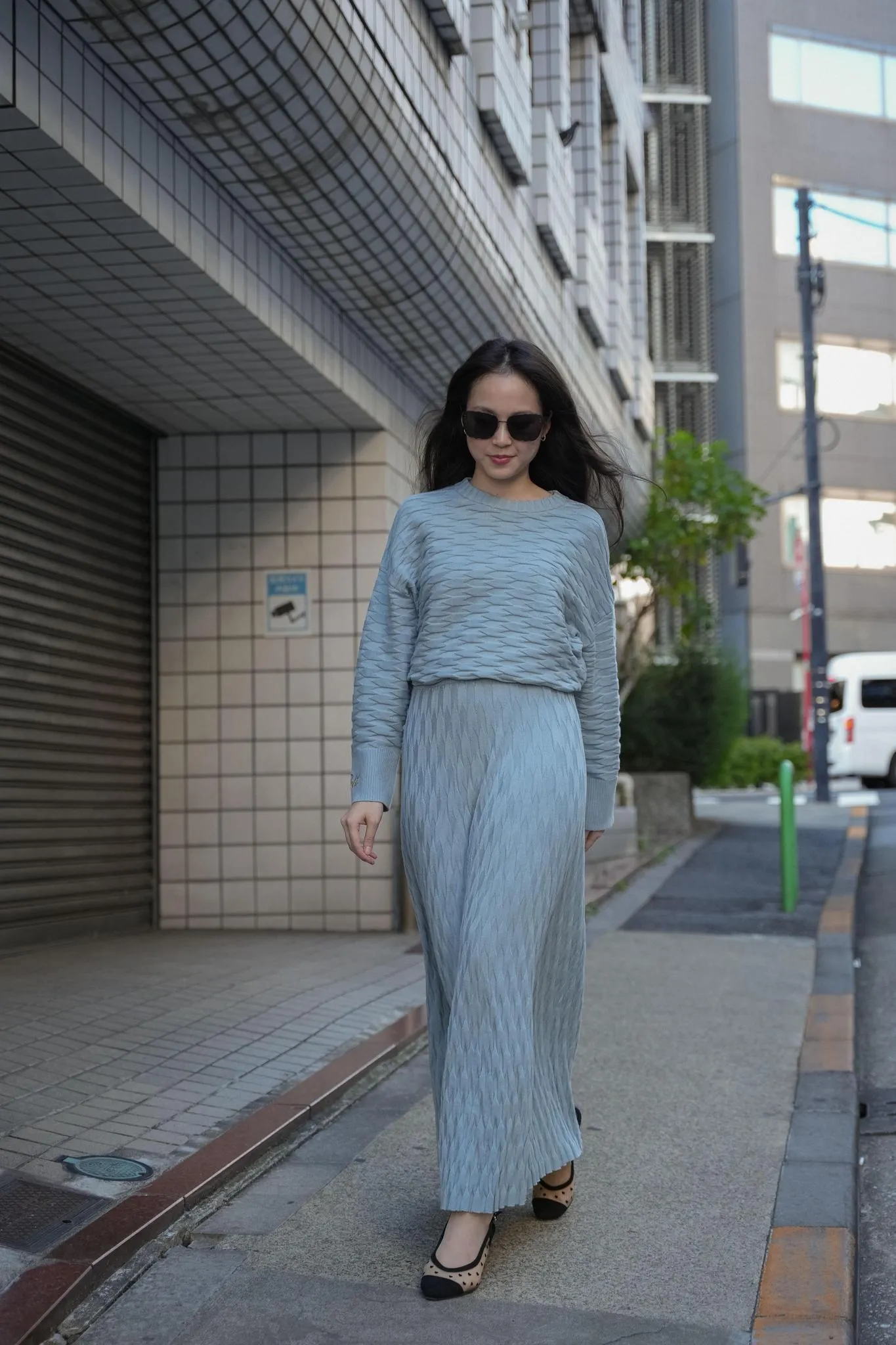 NUVOLA KNIT SKIRT IN SKY BLUE