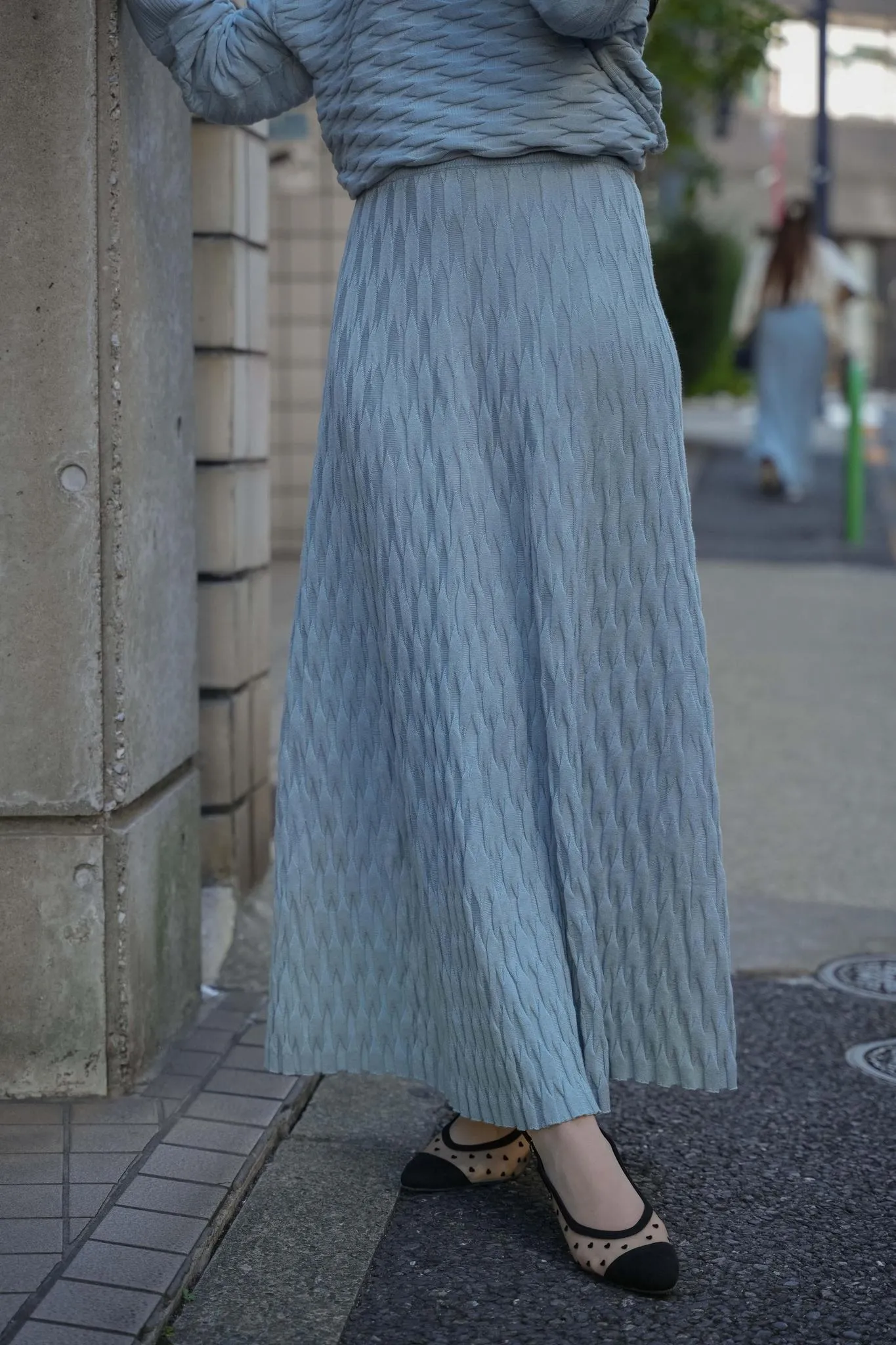 NUVOLA KNIT SKIRT IN SKY BLUE