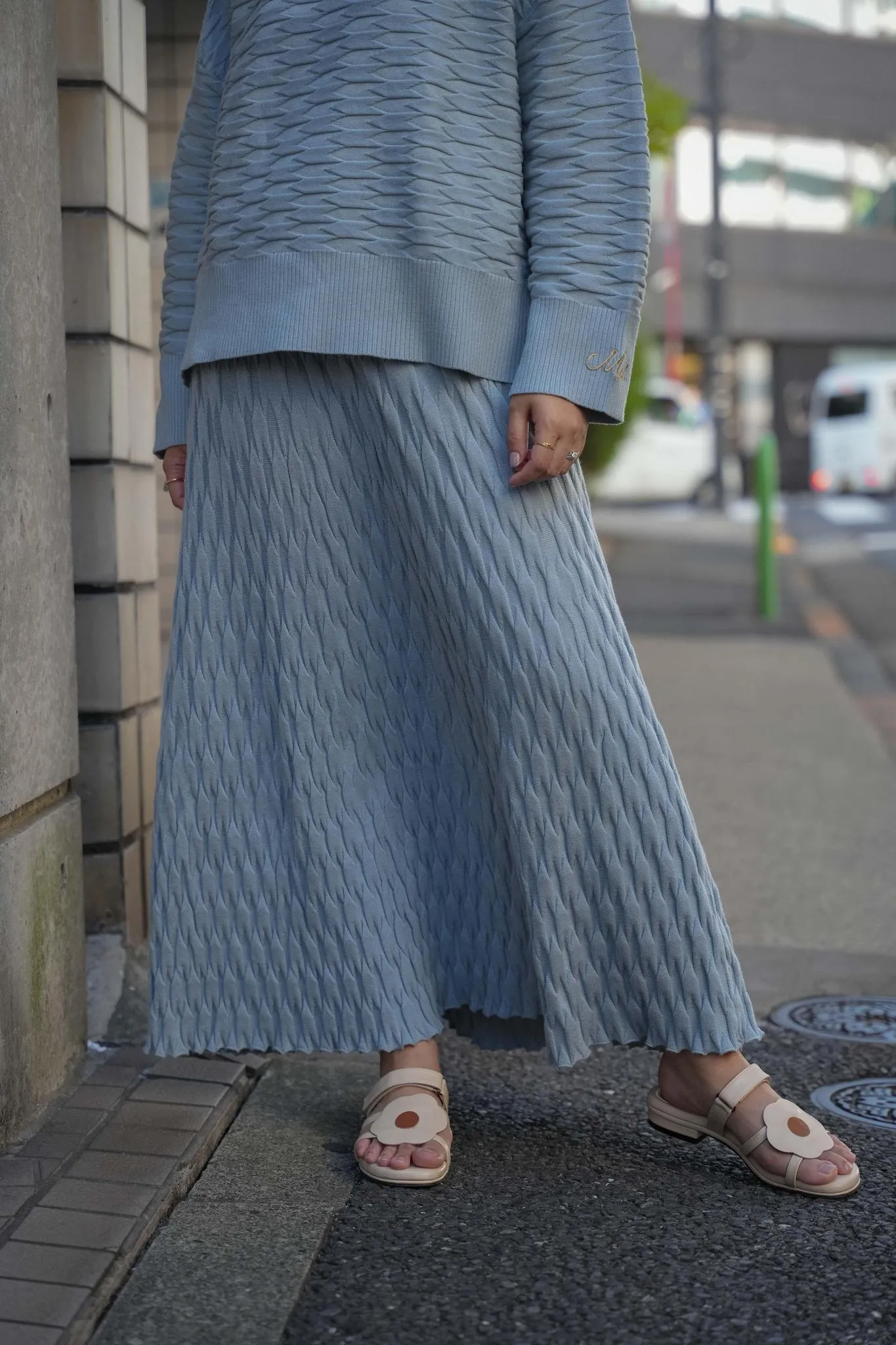 NUVOLA KNIT SKIRT IN SKY BLUE