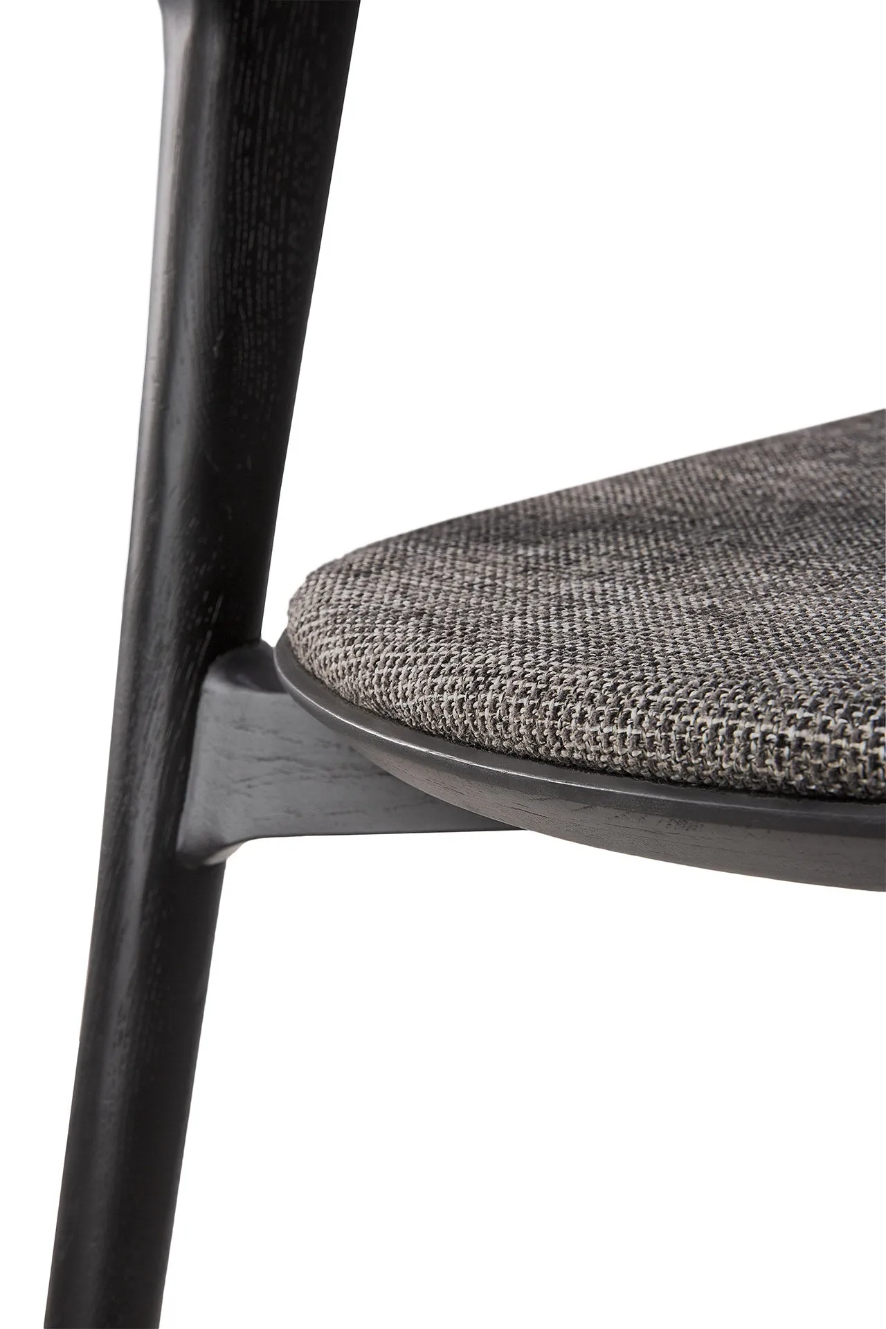 Oak Bok Black Dining Chair - Grey Upholstery - Varnished