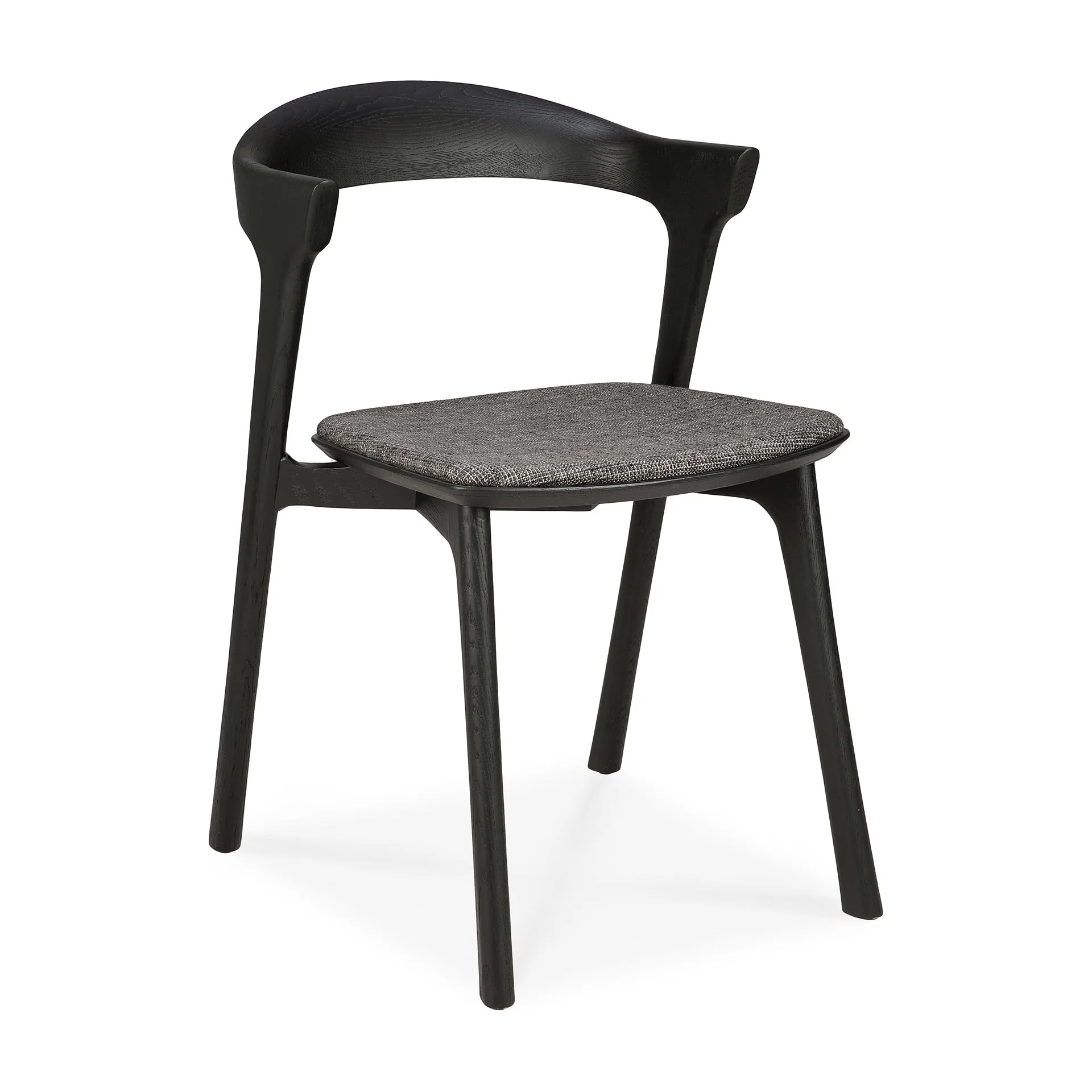 Oak Bok Black Dining Chair - Grey Upholstery - Varnished