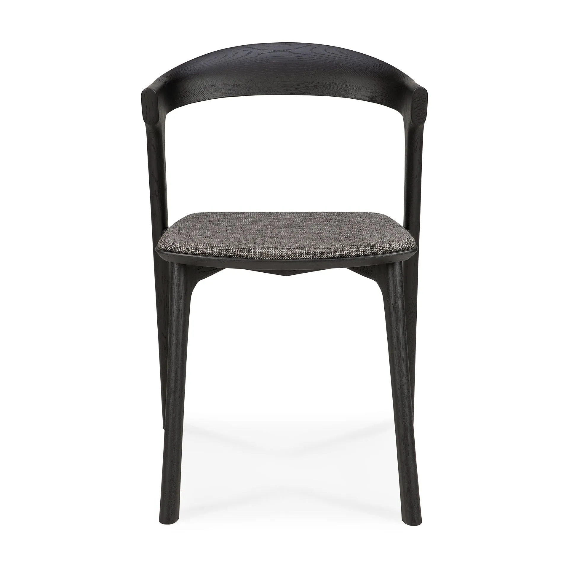 Oak Bok Black Dining Chair - Grey Upholstery - Varnished