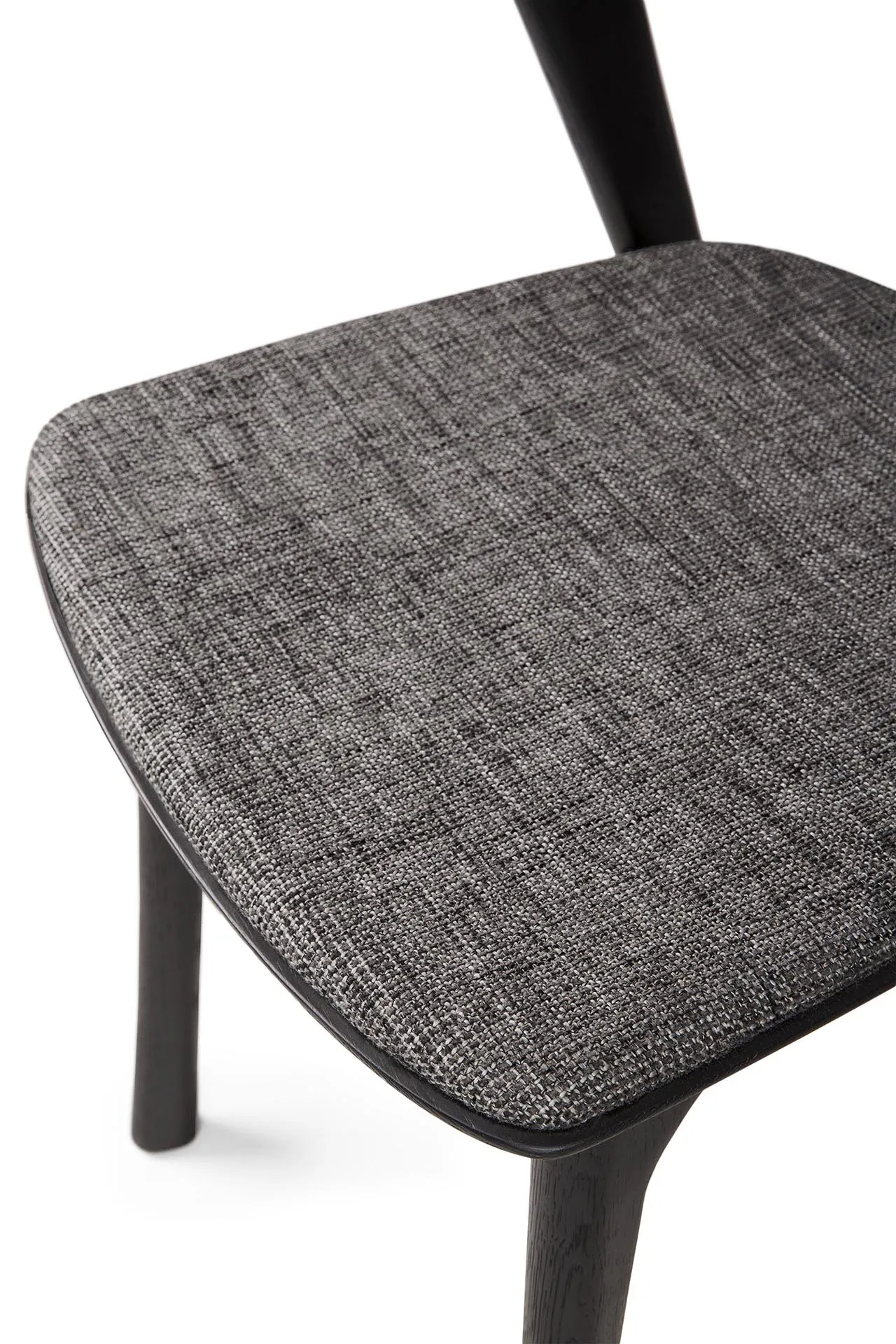 Oak Bok Black Dining Chair - Grey Upholstery - Varnished