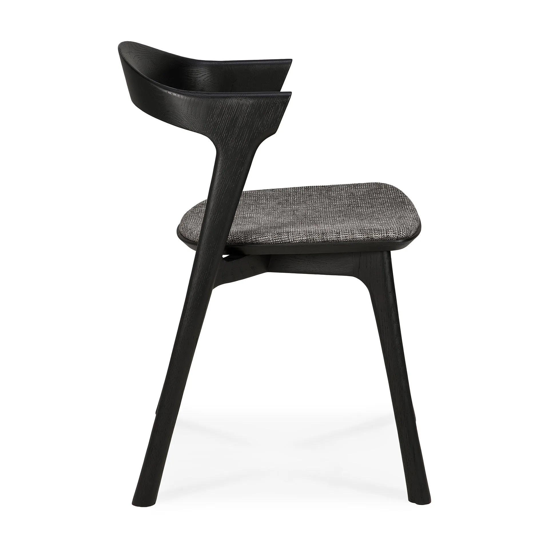 Oak Bok Black Dining Chair - Grey Upholstery - Varnished