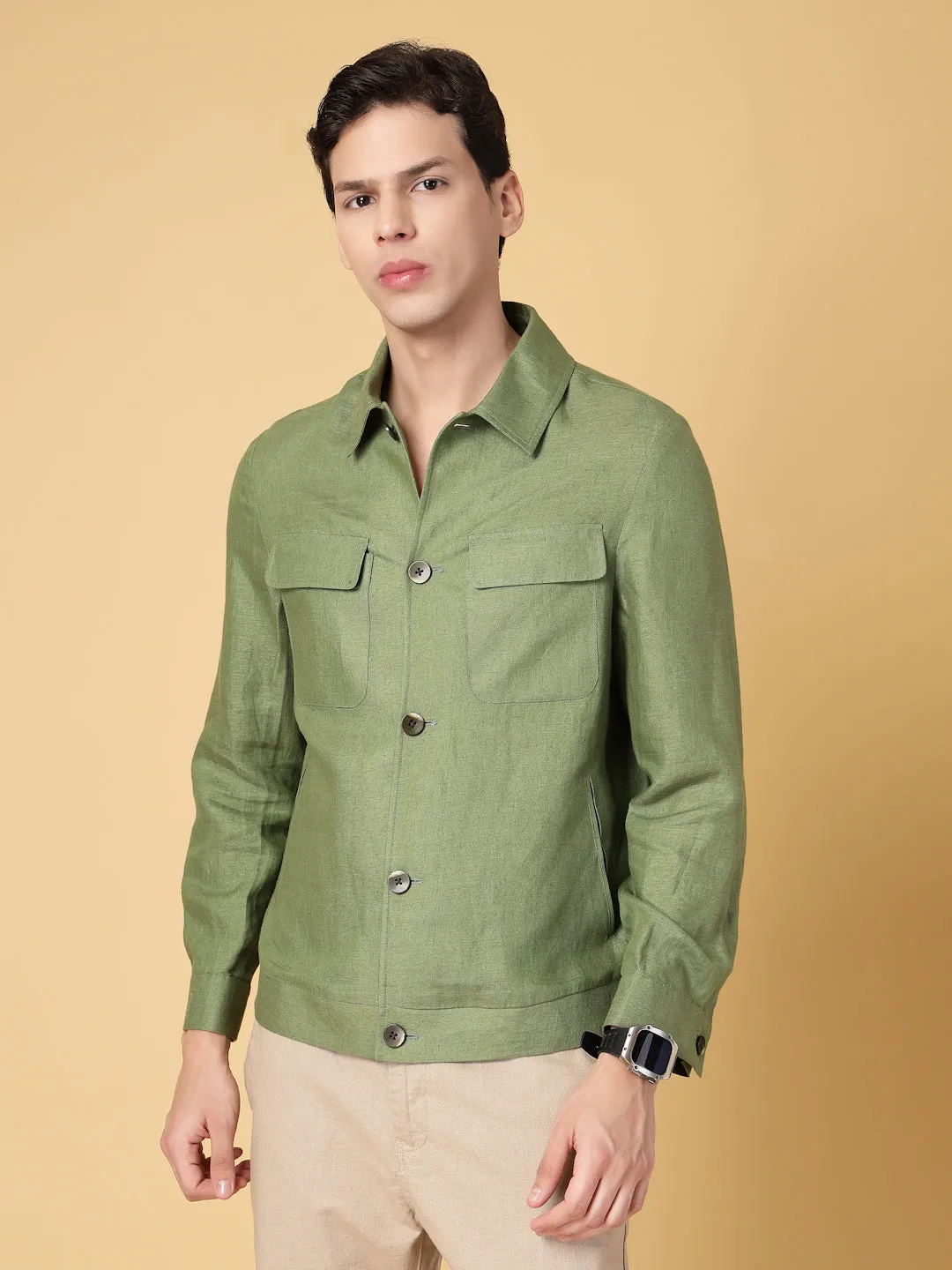 Olive Linen Hemp Shacket