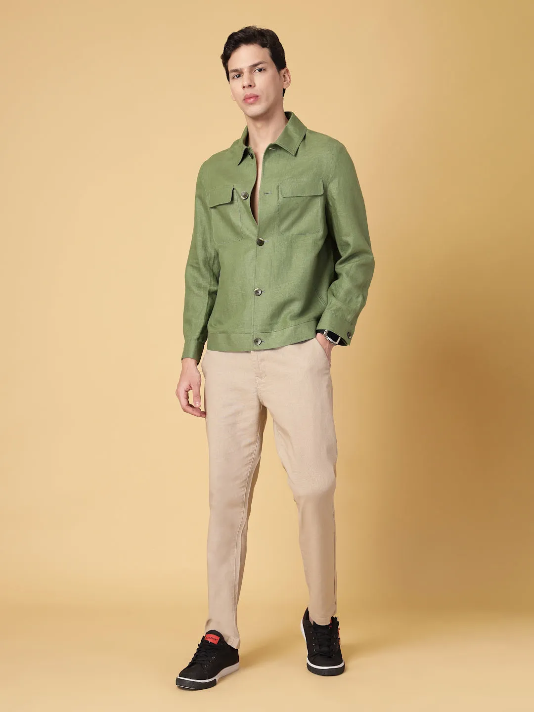 Olive Linen Hemp Shacket