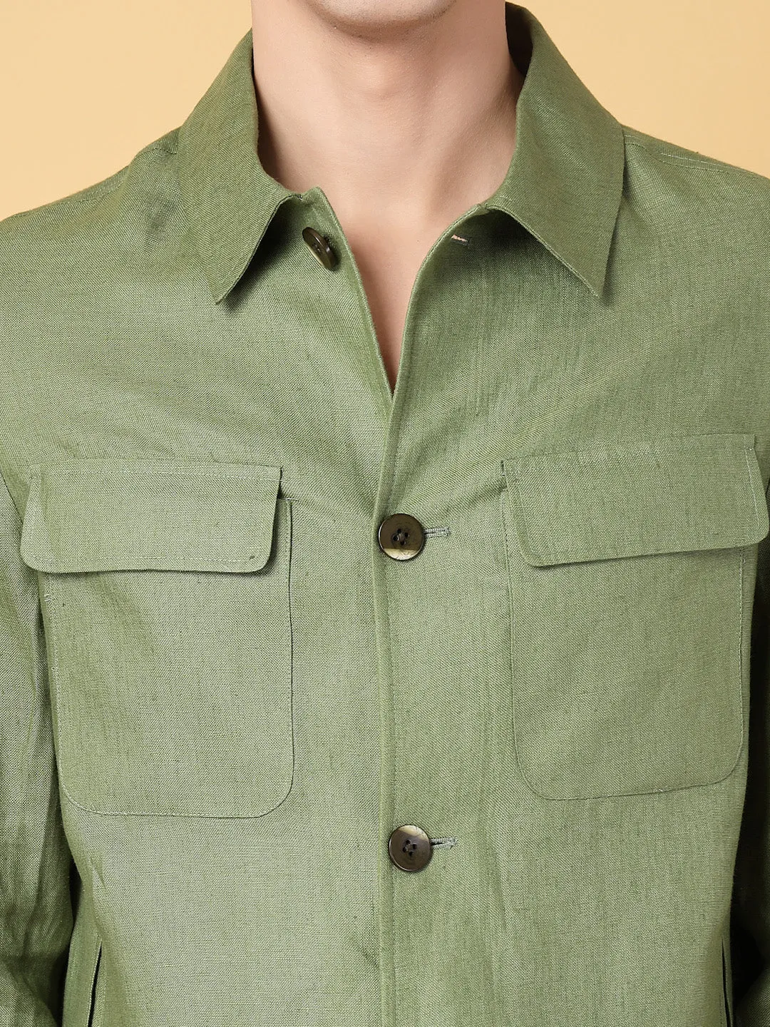 Olive Linen Hemp Shacket