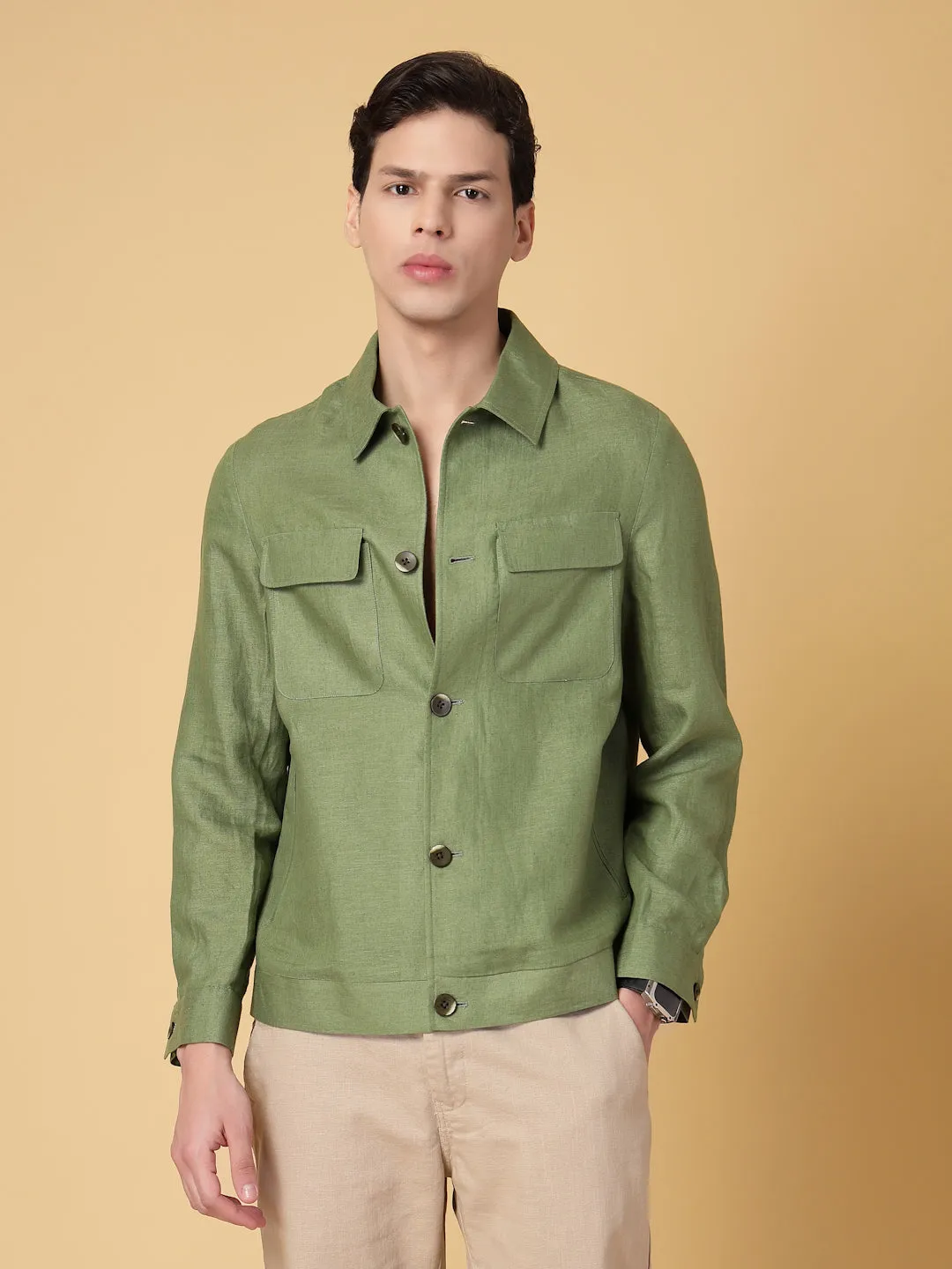 Olive Linen Hemp Shacket