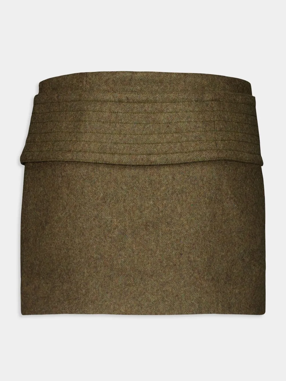 Olive Wool Flannel Mini Skirt