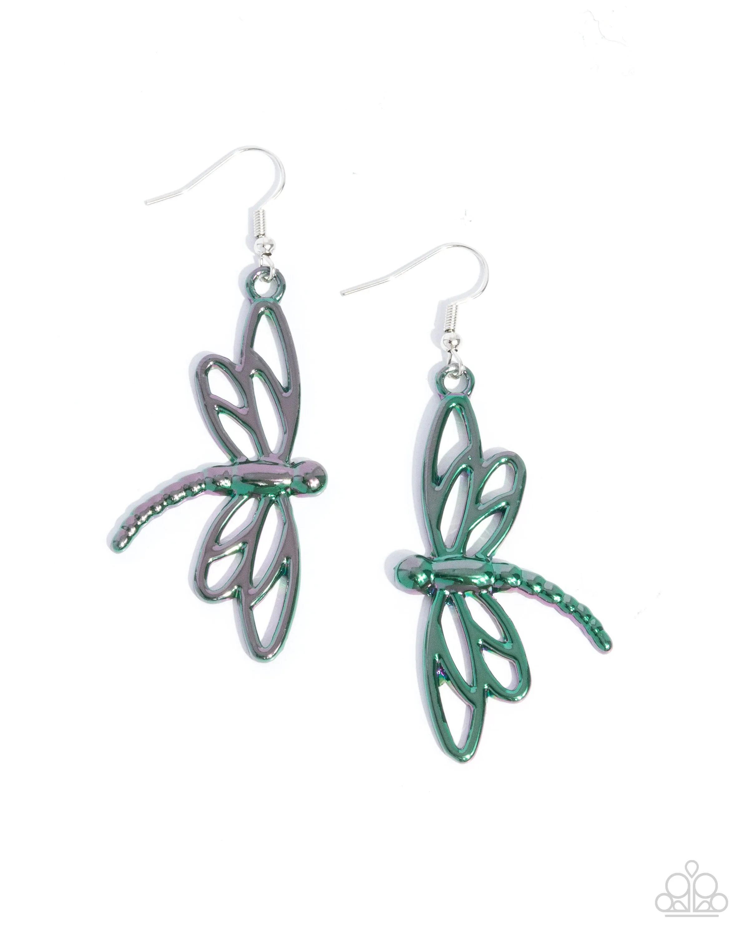 Paparazzi Dapper Dragonfly - Green Earrings
