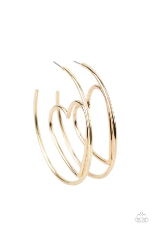 Paparazzi Love At First BRIGHT - Silver Heart Hoop Earrings