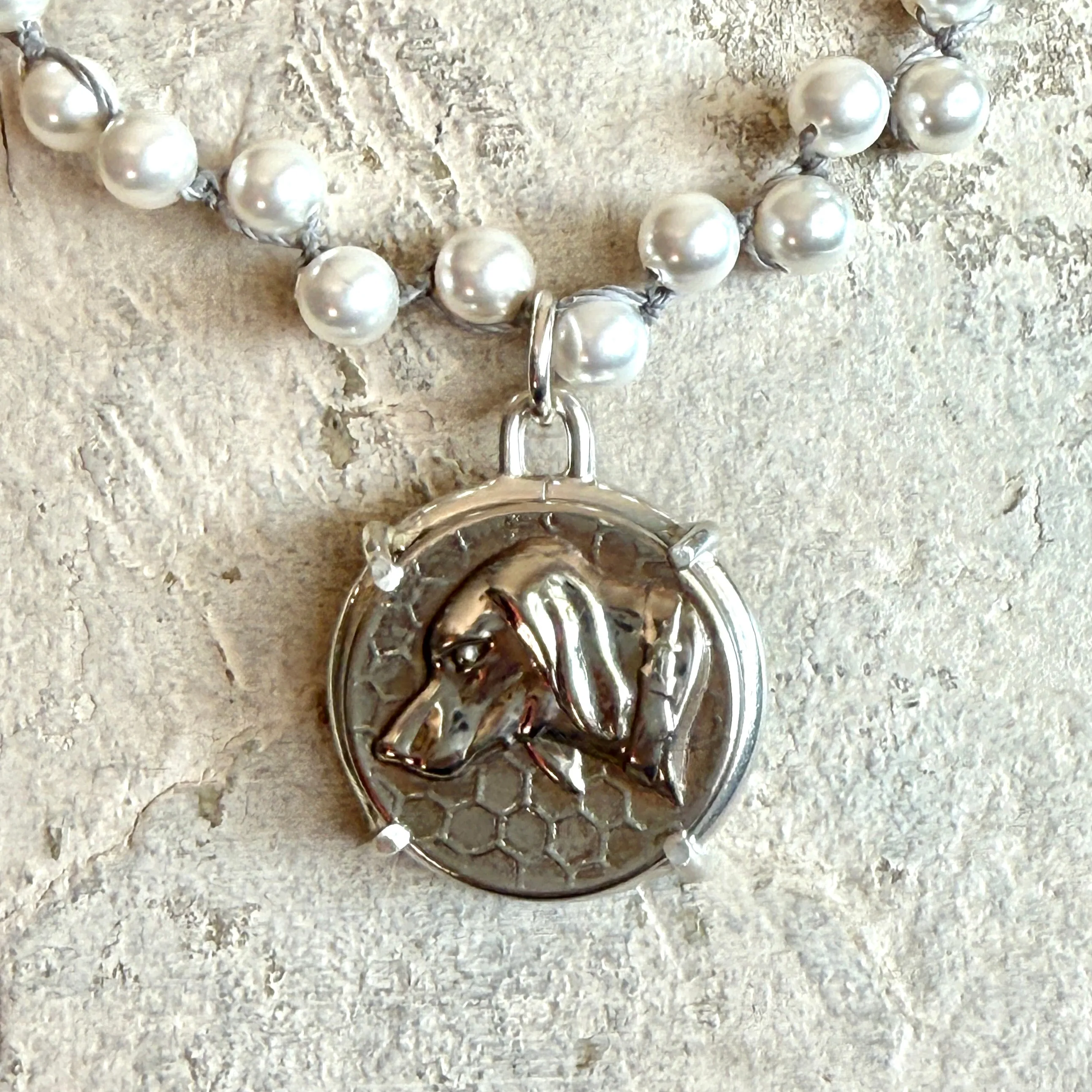 Paris Hound Button Necklace