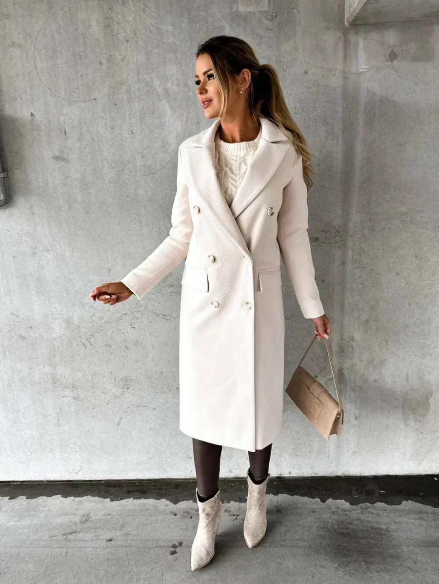 Pauline - timeless women's coat with double row of buttons