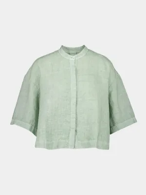 Pistache Soft Fade Cropped Short Sleeve Shirt