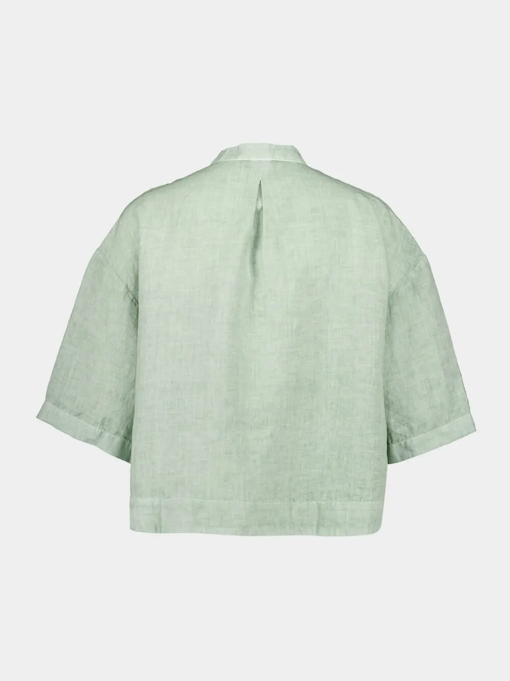 Pistache Soft Fade Cropped Short Sleeve Shirt