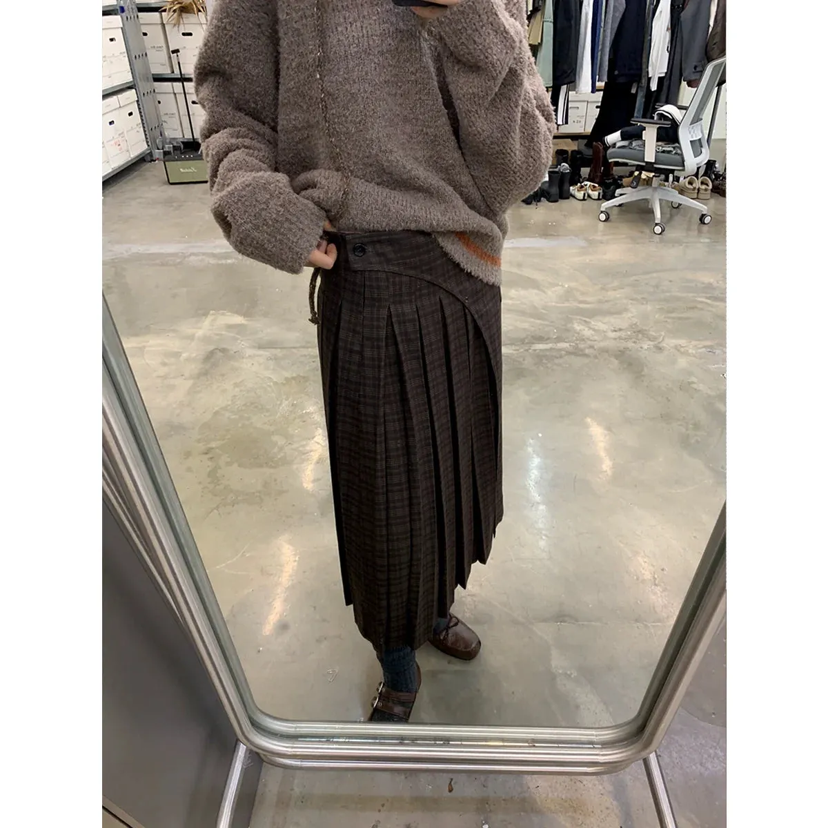 Pleated Check Skirt