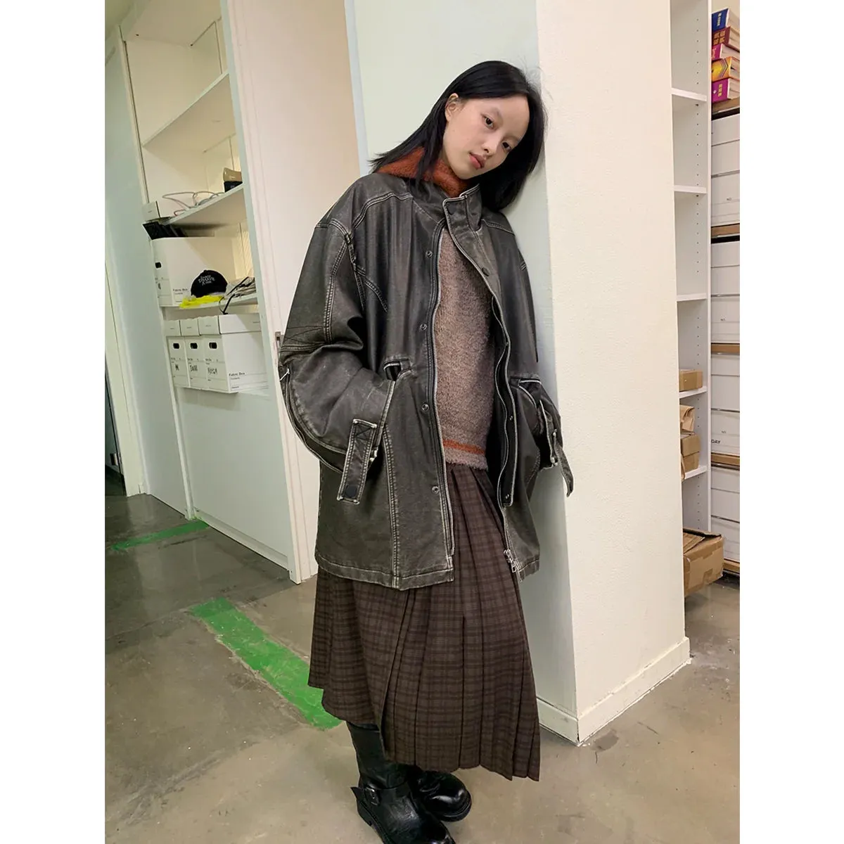 Pleated Check Skirt